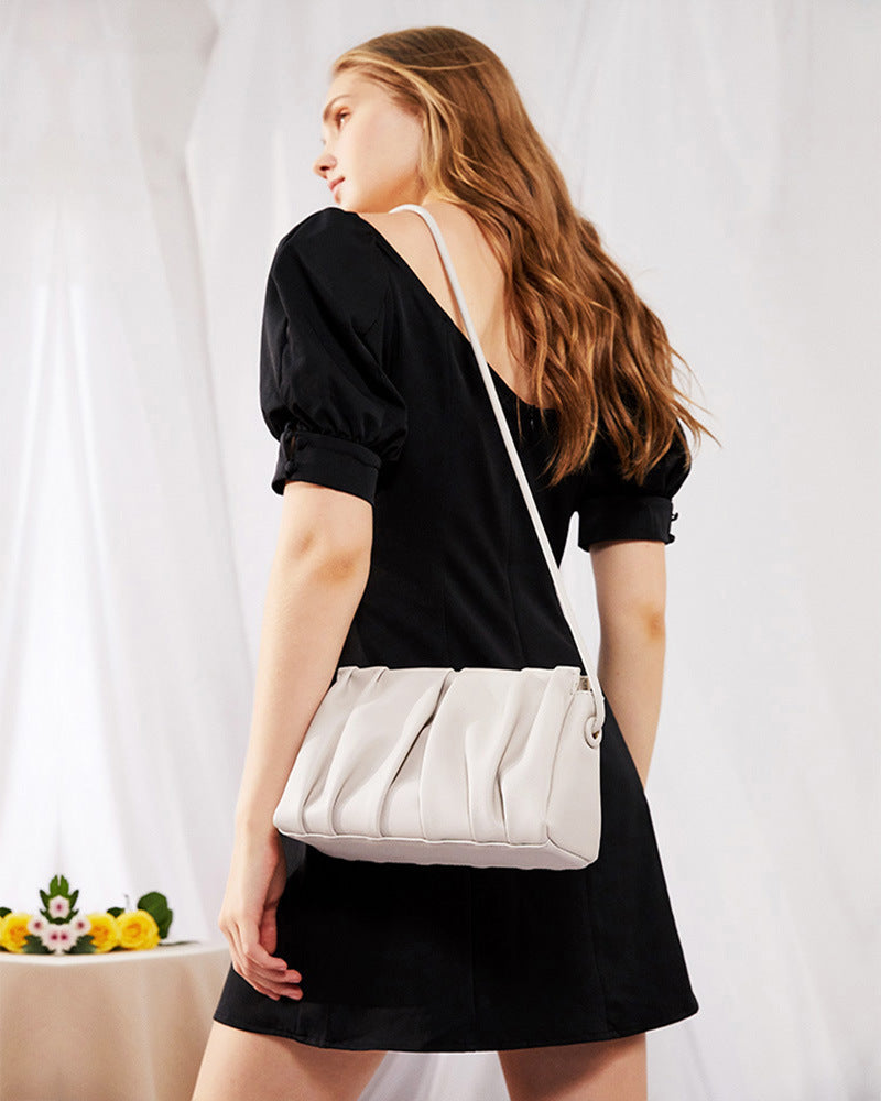 Bolso de mano para mujer, nuevo bolso de piel auténtica con capa superior de piel de vaca, de platino, con estampado de lichi, bolso diagonal de un solo hombro para mujer