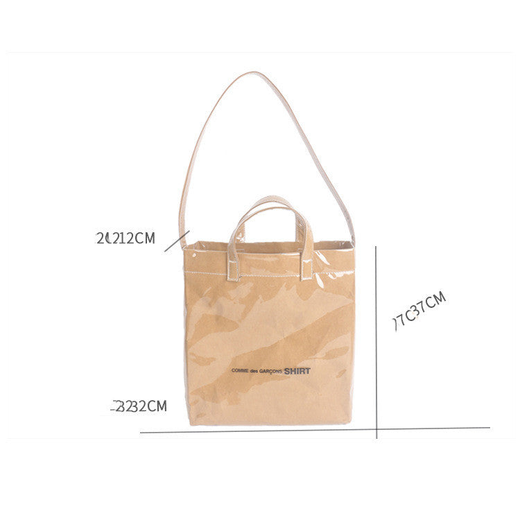 Kraft Paper Shopping Bag, Creative New One-shoulder Messenger Bag, Korean Letter Women's Bag