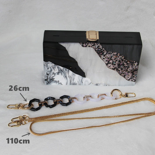 Fashion Dinner Wedding Bag Black And White Sequin Clutch