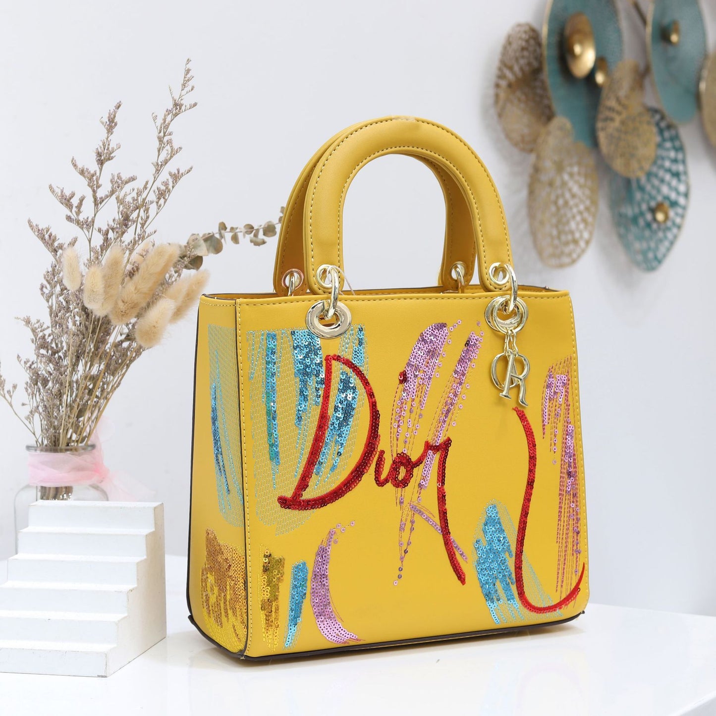 Sequin Embroidered Pu Handbags Portable Messenger Ladies Bag