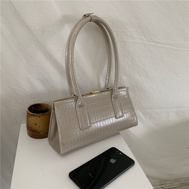 Bolso con clip, bolso de hombro tipo axila, bolso femenino con textura de temperamento