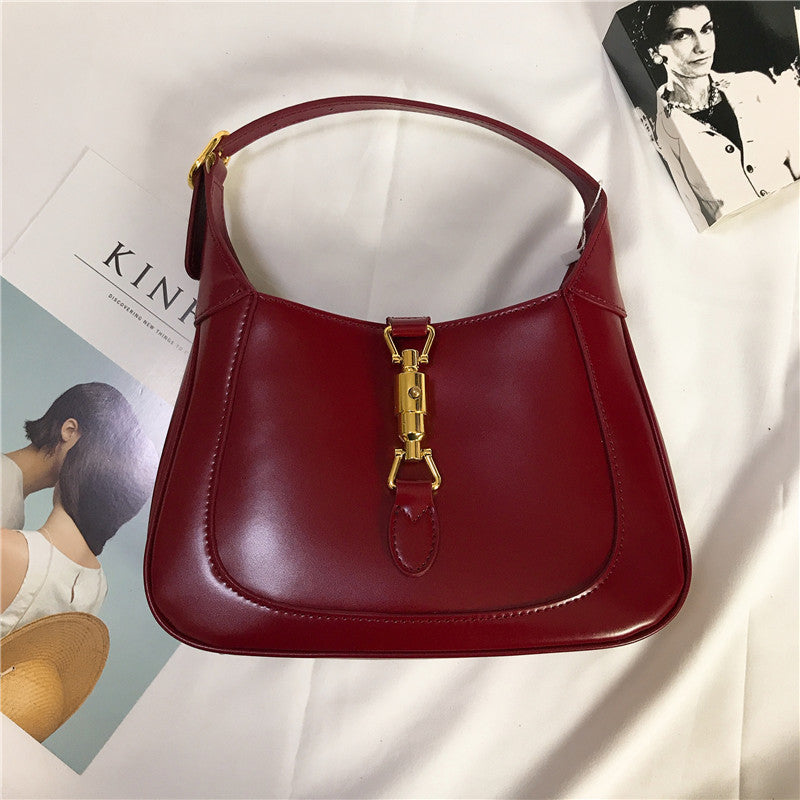 Leather Armpit Bag Female Summer High-End Sense Female Bag Crossbody Saddle Bag