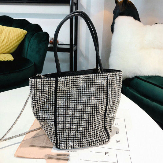 Sac à main de soirée en strass pour femmes, sac à bandoulière de luxe à chaîne et diamants