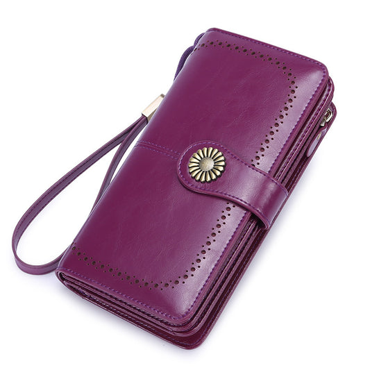 Women's Long Zipper Leather Women's Wallet Wallet Large-capacity Clutch