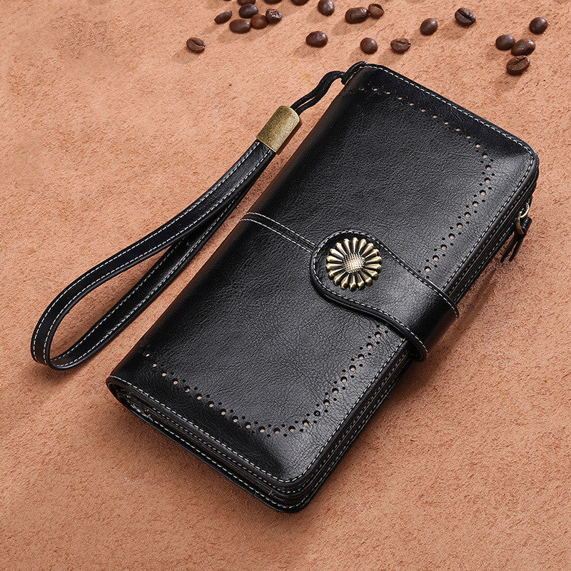 Women's Long Zipper Leather Women's Wallet Wallet Large-capacity Clutch