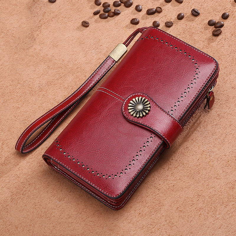 Women's Long Zipper Leather Women's Wallet Wallet Large-capacity Clutch