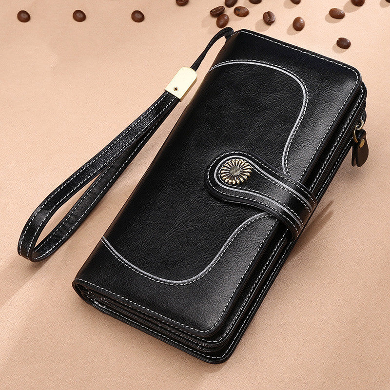 Women's Long Zipper Leather Women's Wallet Wallet Large-capacity Clutch