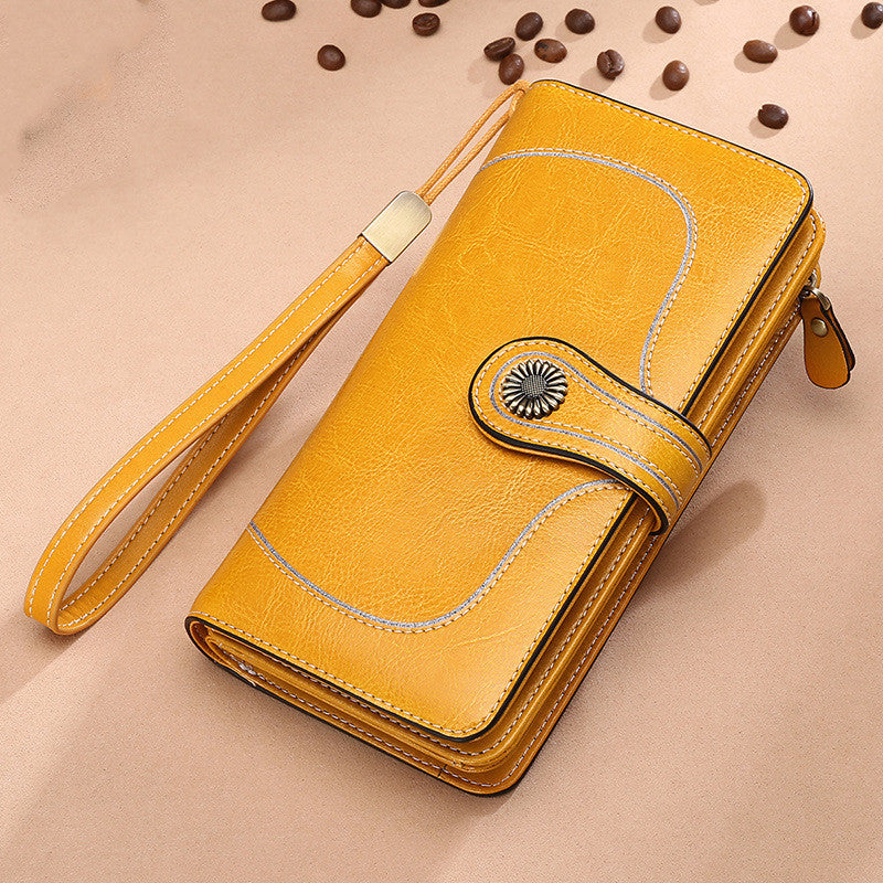 Women's Long Zipper Leather Women's Wallet Wallet Large-capacity Clutch