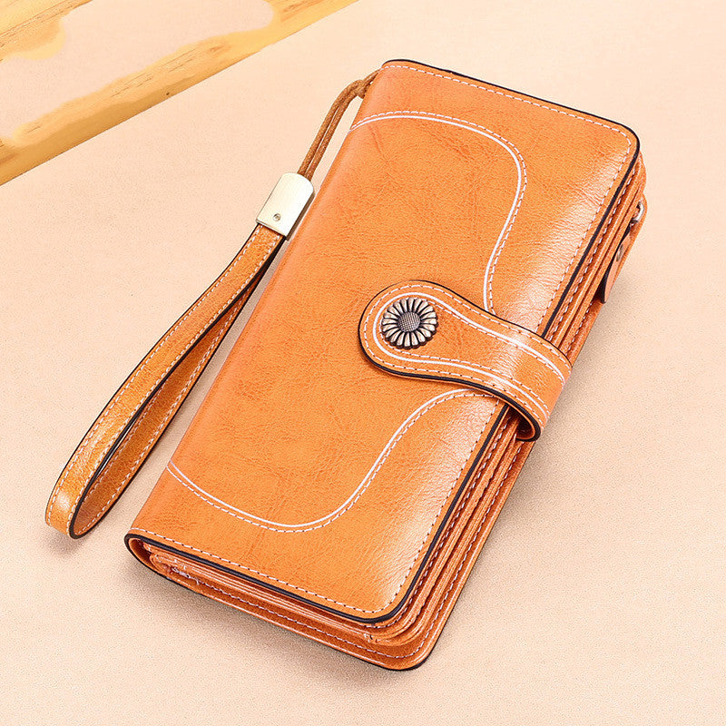 Women's Long Zipper Leather Women's Wallet Wallet Large-capacity Clutch