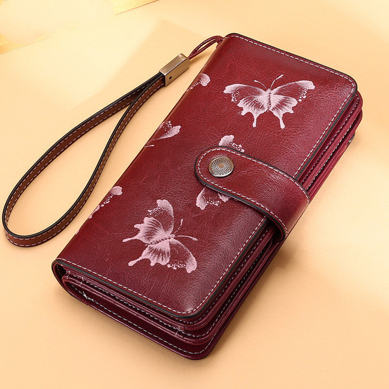 Women's Long Zipper Leather Women's Wallet Wallet Large-capacity Clutch