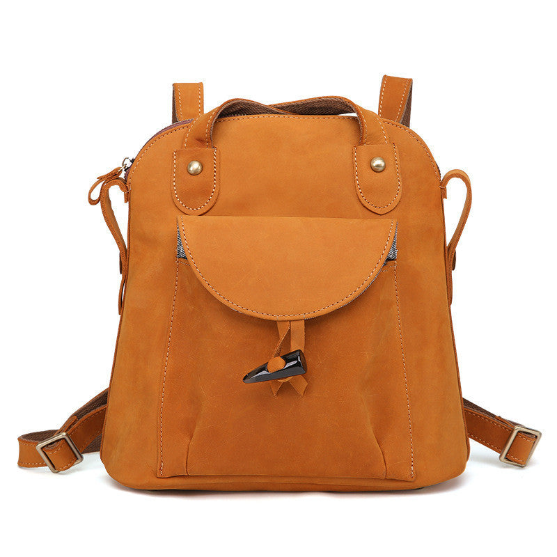 Bolso de cuero genuino Mochila de mujer Bolso de ocio Mochila de cuero suave de moda Capa superior de piel de vaca