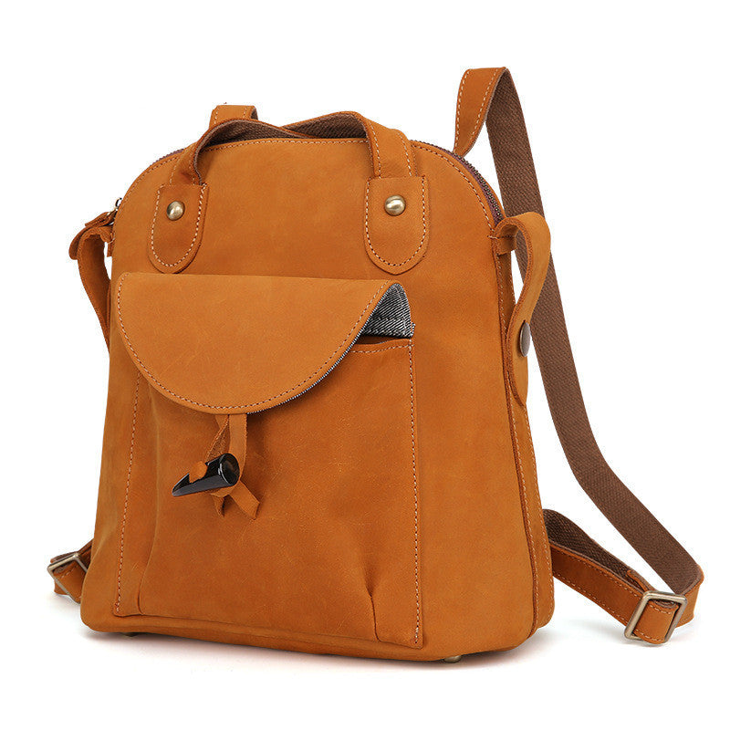 Bolso de cuero genuino Mochila de mujer Bolso de ocio Mochila de cuero suave de moda Capa superior de piel de vaca