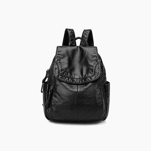 Mochila pequeña informal de cuero suave para mujer