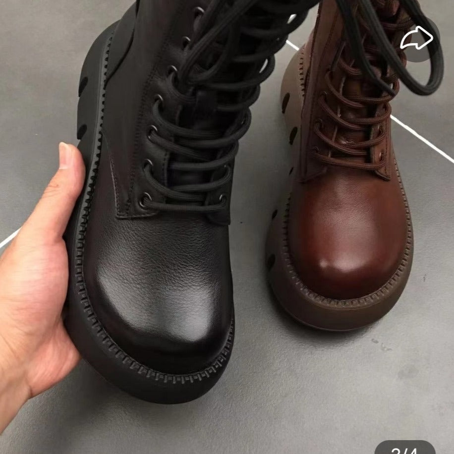 Botas de charol estilo retro estilo británico cómodas de tacón bajo con forro polar para otoño e invierno