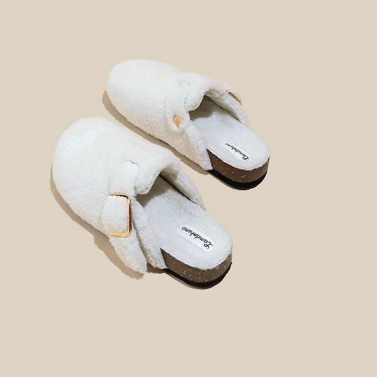 Velvet Woolen Women's Outerwear Winter Cotton Slippers Retro Platform Boken