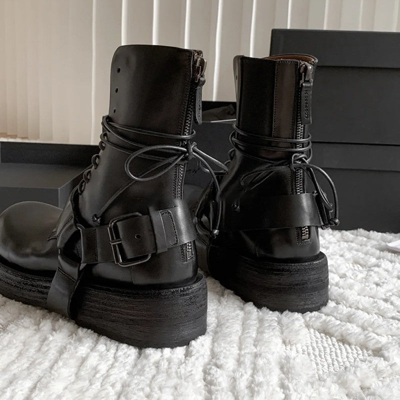 Bottines à lacets avec fermeture éclair latérale pour femmes