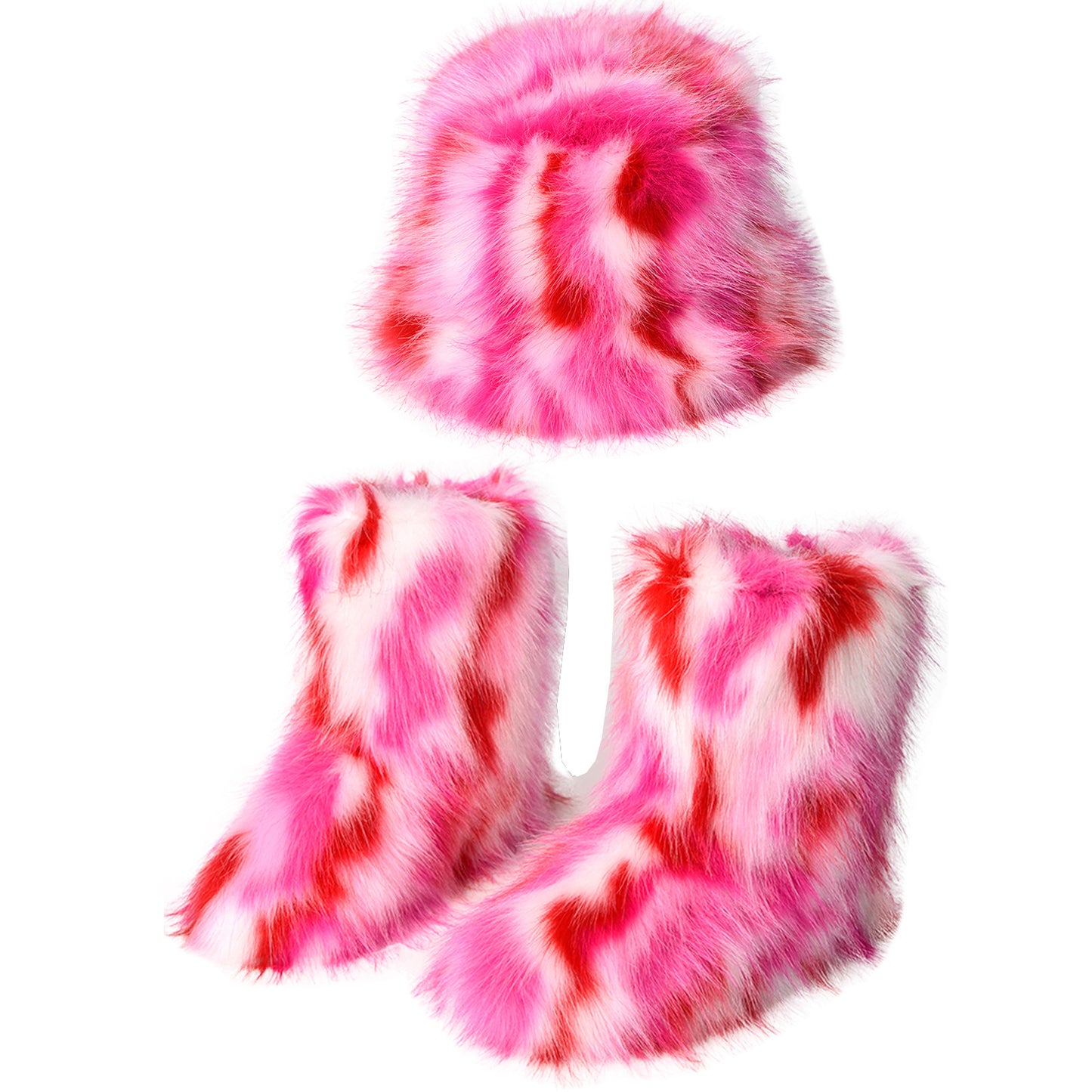 Warm Plush Boots Color Fur Bucket Hat