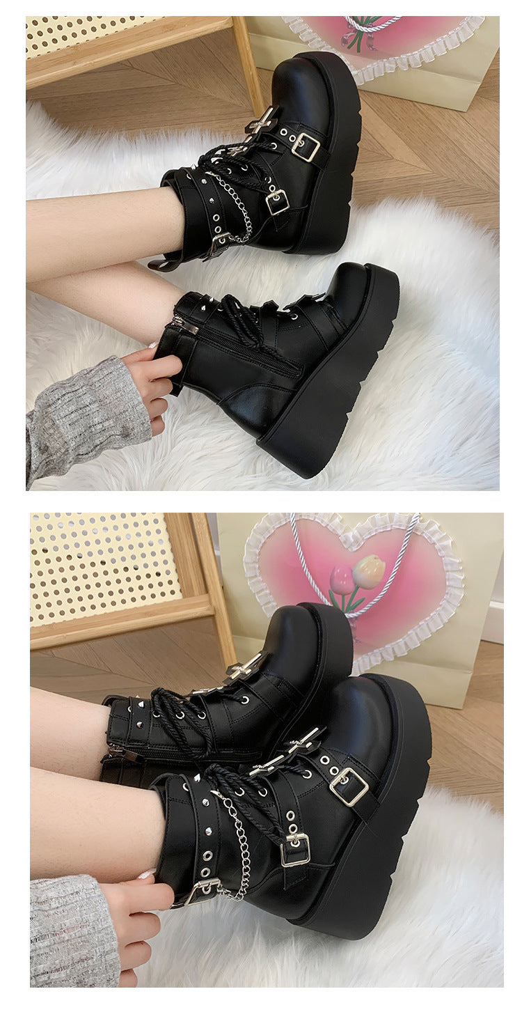 Black For Women Punk Platform Martin Boots