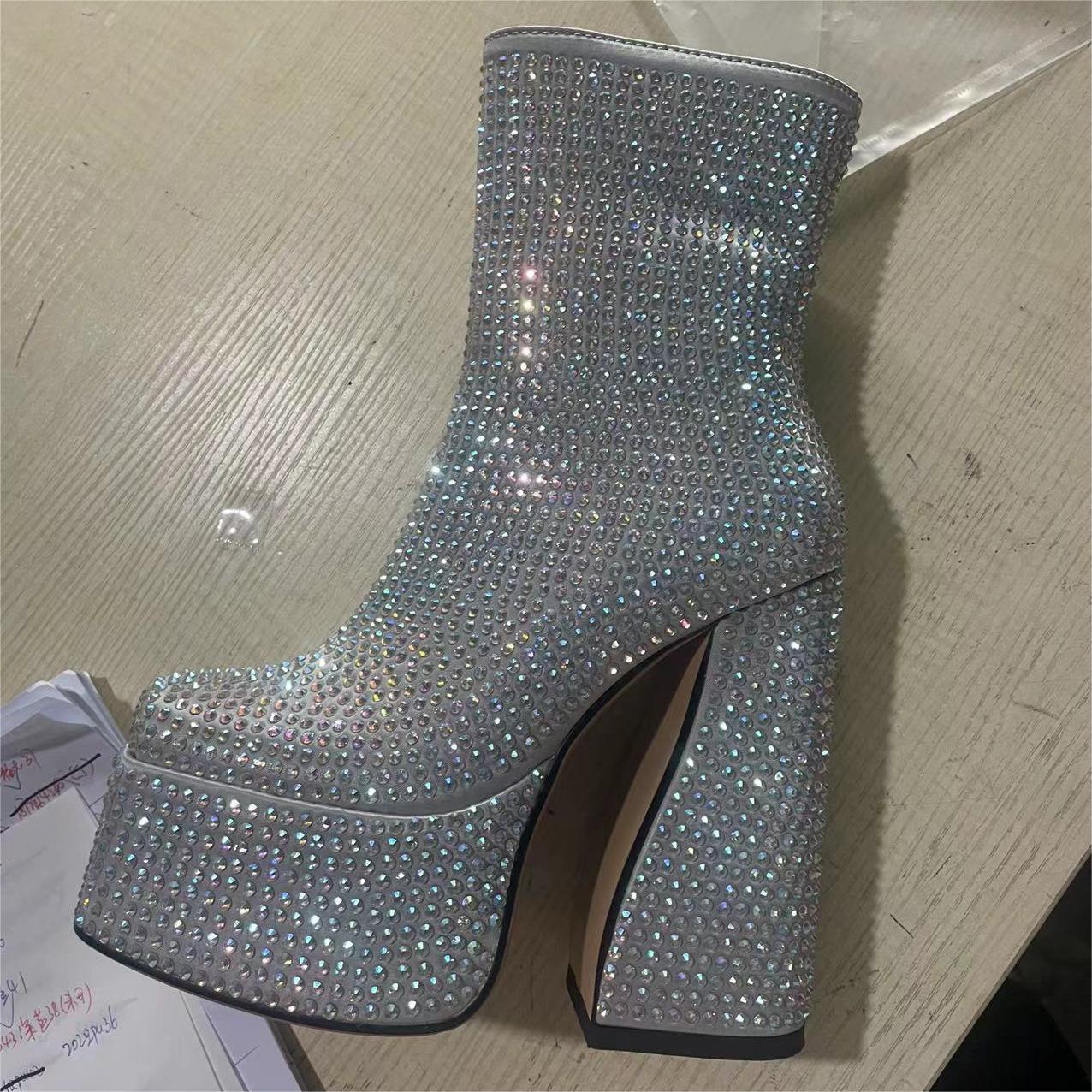 Bottines courtes à strass étoilées pour femmes