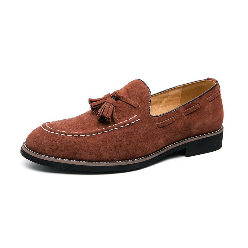 Fringed Leather Shoes Men's Plus Size Suede Slip On Loafers