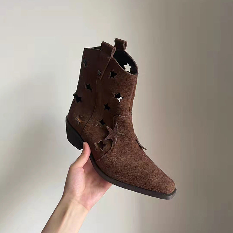 Botas vaqueras Dr. Martens con tacón grueso y punta cuadrada para mujer estilo western