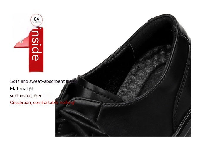 Men's Leather Shoes Business Formal Wear Big Head High-grade British Style Thick Sole Increased