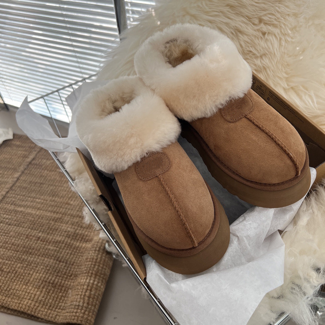 Botas de nieve con plataforma integrada de piel Tarttt Short Tube Bread Shoes