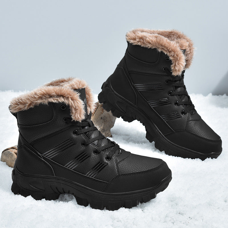 Winter Oversized Cotton Shoes High-top With Velvet Snow Boots