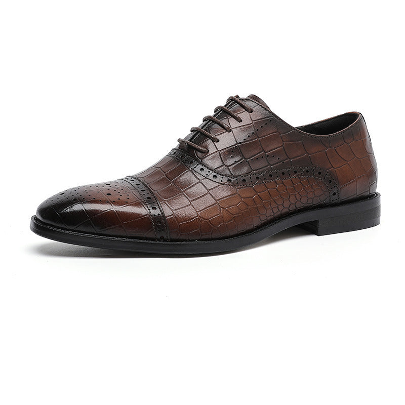 Chaussures Oxford en cuir véritable sculptées en relief pour tenue de soirée professionnelle