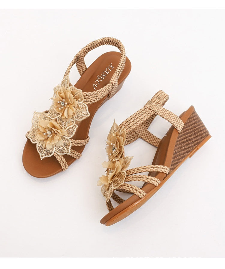 Women's Retro Flower Vacation Sandals Women's Plus Size Women's Shoes