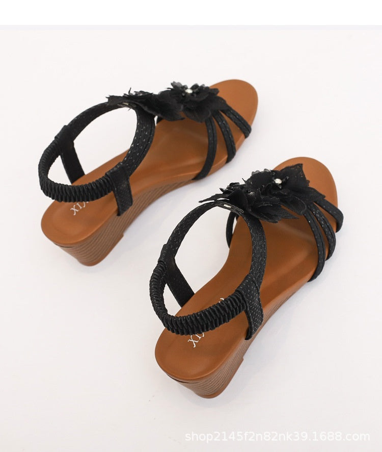 Women's Retro Flower Vacation Sandals Women's Plus Size Women's Shoes