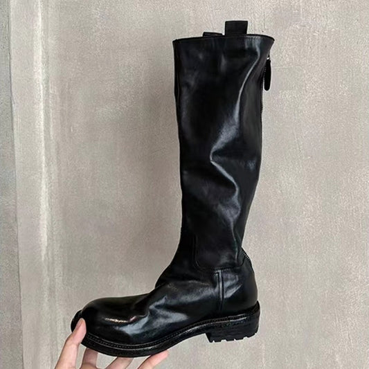 Bottes amincissantes à tube haut en cuir de cheval lavé