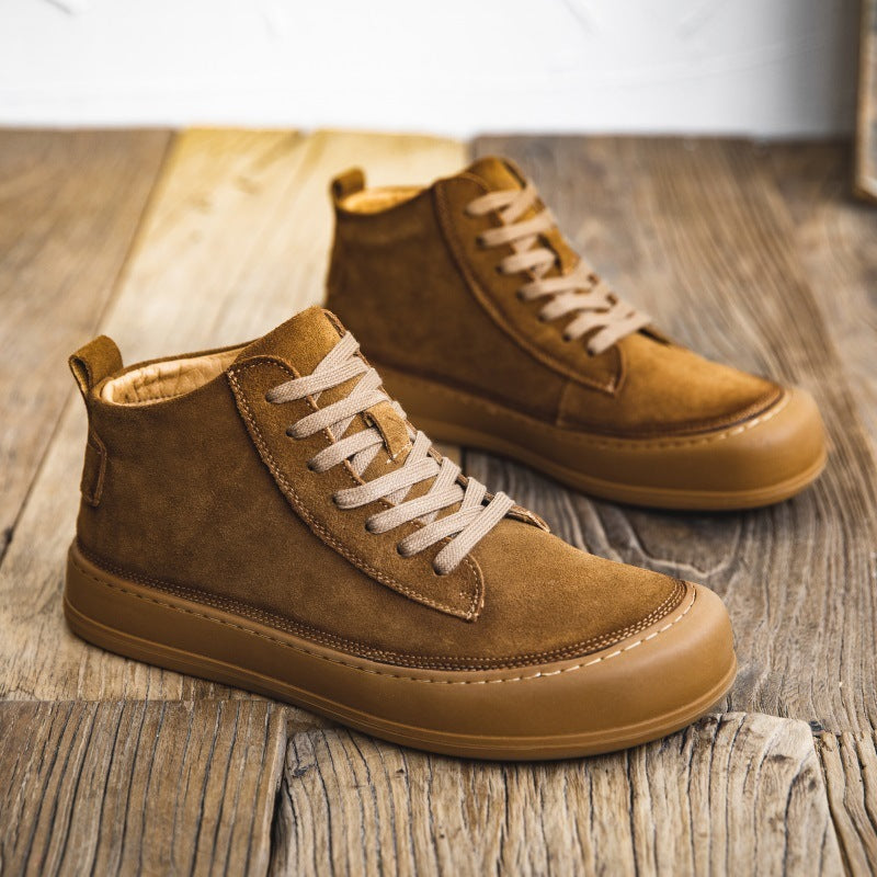 Chaussures montantes en cuir véritable pour hommes, bottines Martin polyvalentes décontractées à semelles épaisses