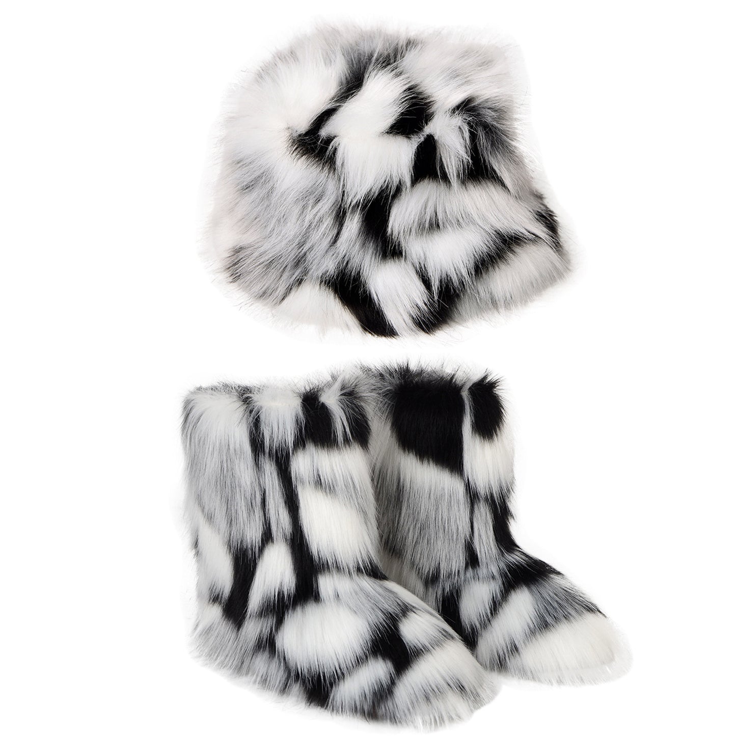 Warm Plush Boots Color Fur Bucket Hat