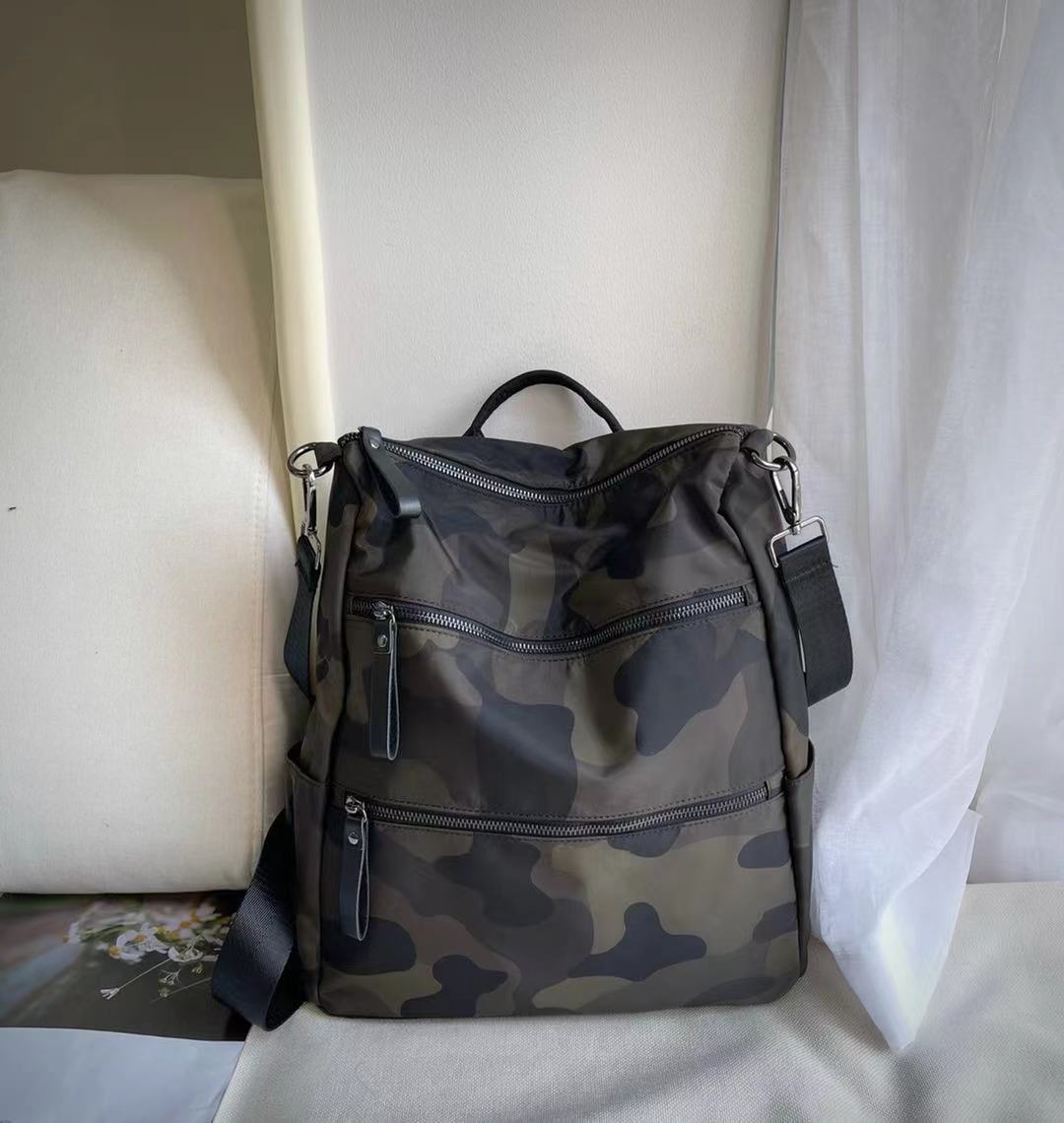 Sac à bandoulière simple en tissu nylon imperméable de grande capacité avec motif camouflage tendance et polyvalent