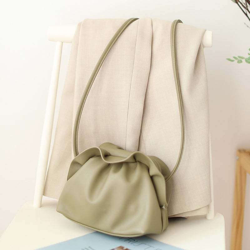 Korean Retro Soft Skin Dumpling Bag Female Fashion One-shoulder Diagonal Small Bag