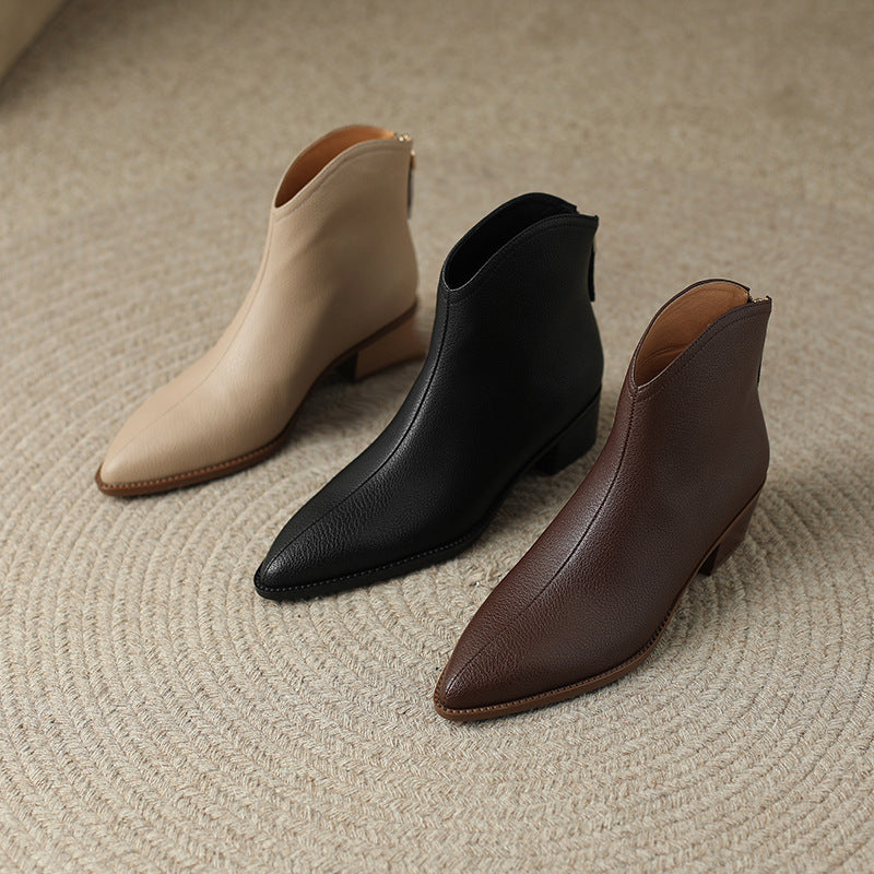 Bottines simples de couleur unie et nude pour femmes