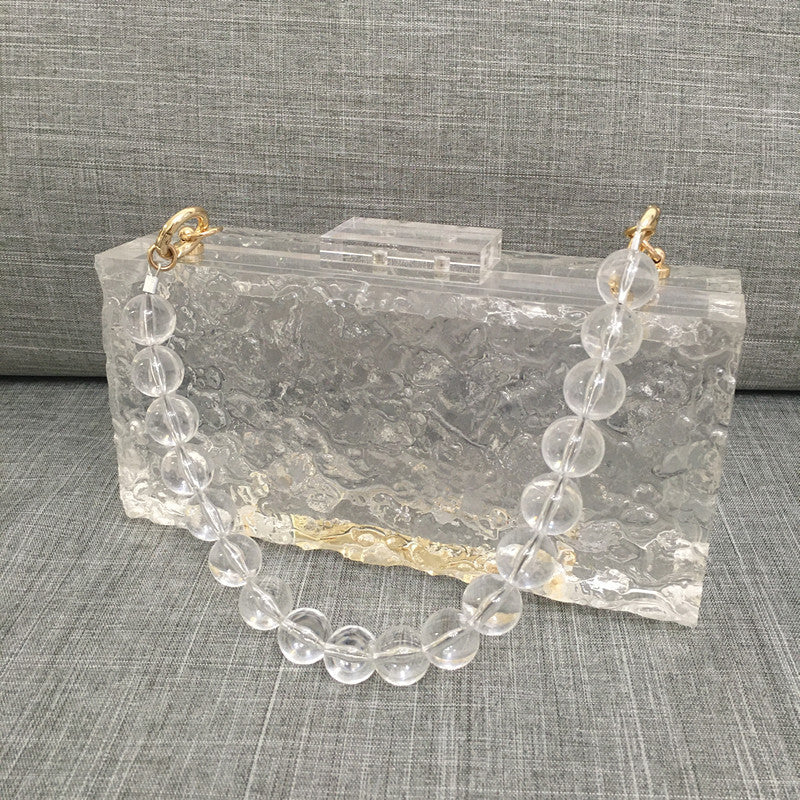 Sac à bandoulière diagonale en acrylique transparent pour femme