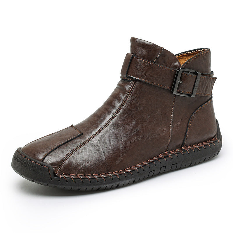 Botas altas de cuero genuino para hombre, informales, de comercio exterior transfronterizo