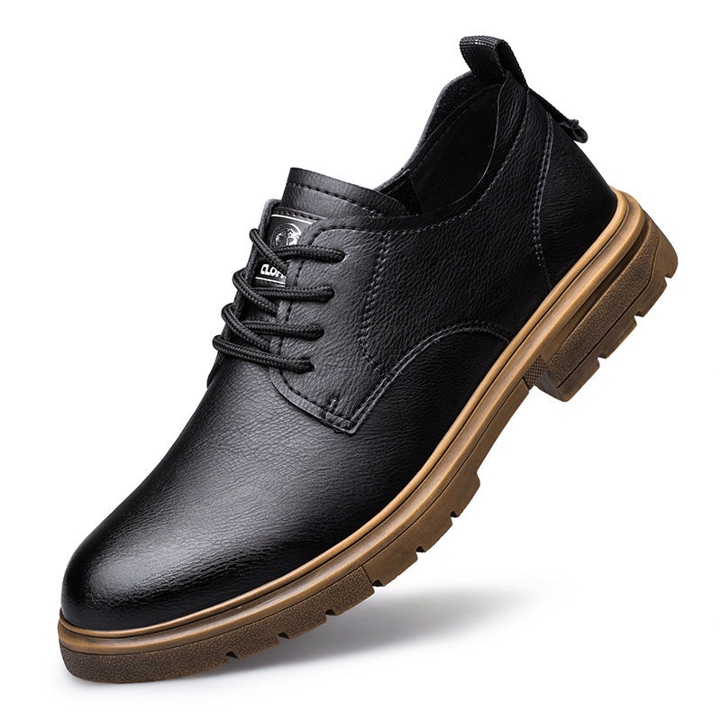 Zapatos de plataforma de cuero de vaca para hombre con cabeza grande