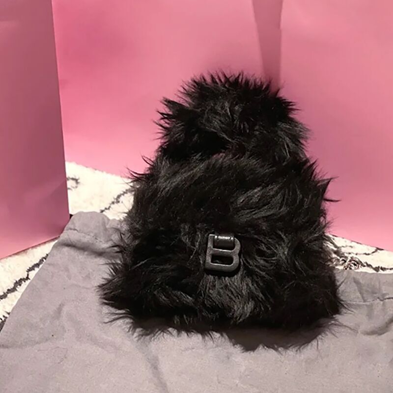 Sac fourre-tout diagonal à une épaule en peluche couleur bonbon