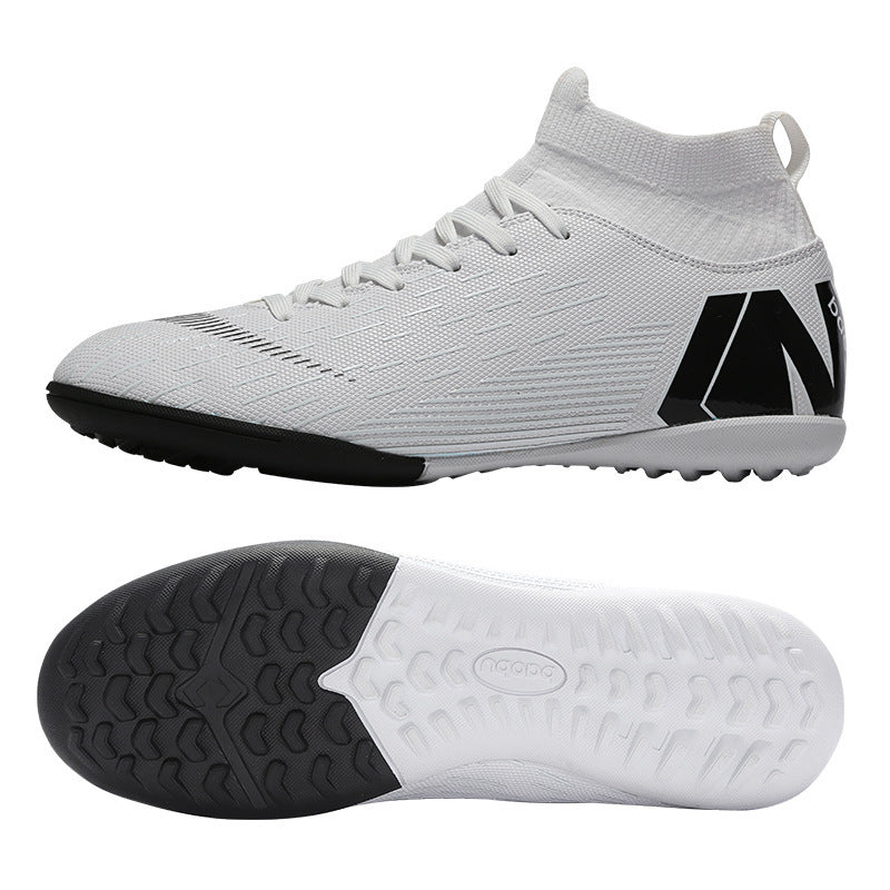 Chaussures de football montantes blanches pour hommes et femmes