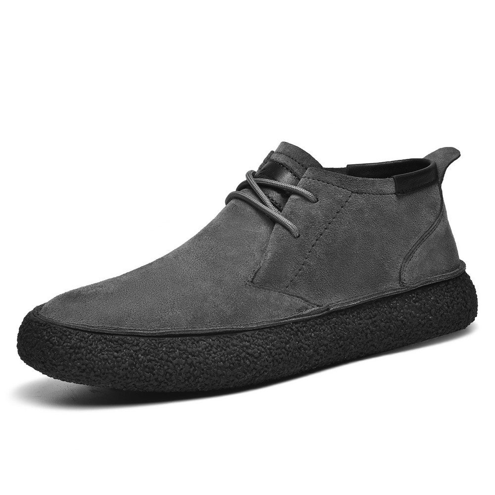 Zapatos de tabla de caña media de cuero gamuza mercerizada y cuero mate para hombre