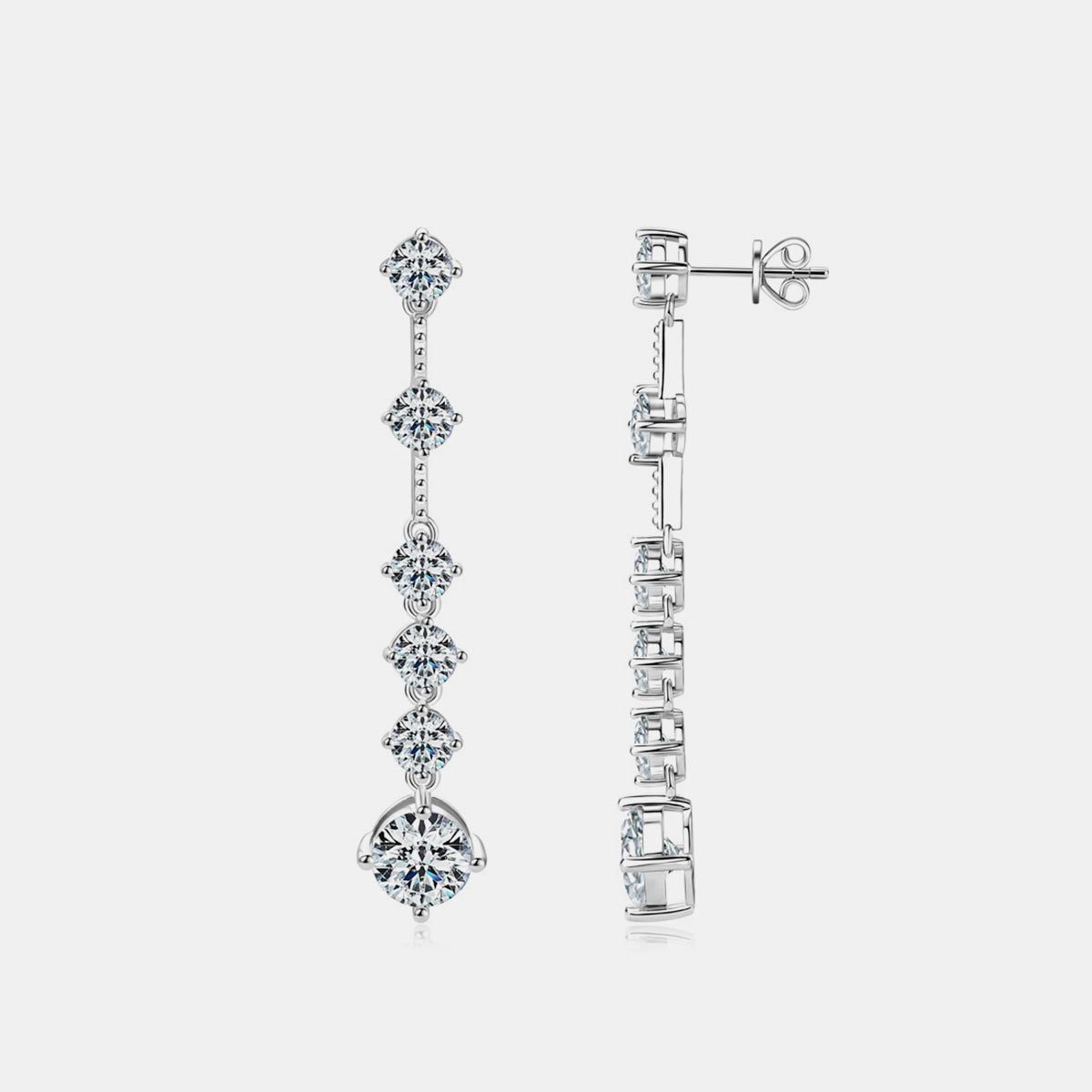 Boucles d'oreilles en argent sterling 925 avec moissanite de 4 carats