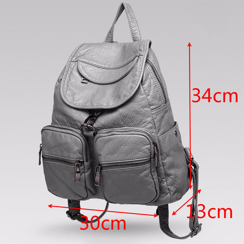 Leisure Travel Bag Fashion All-match Soft Leather Backpack