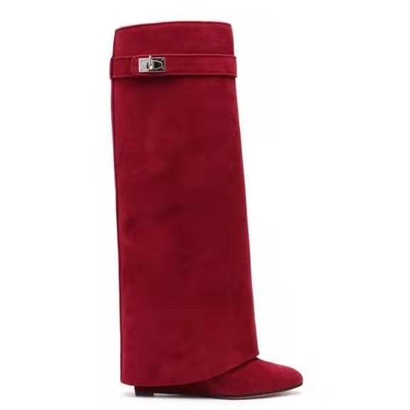 New Wedge Pants Boots Metal Lock Pants Fashion Women Sleeve