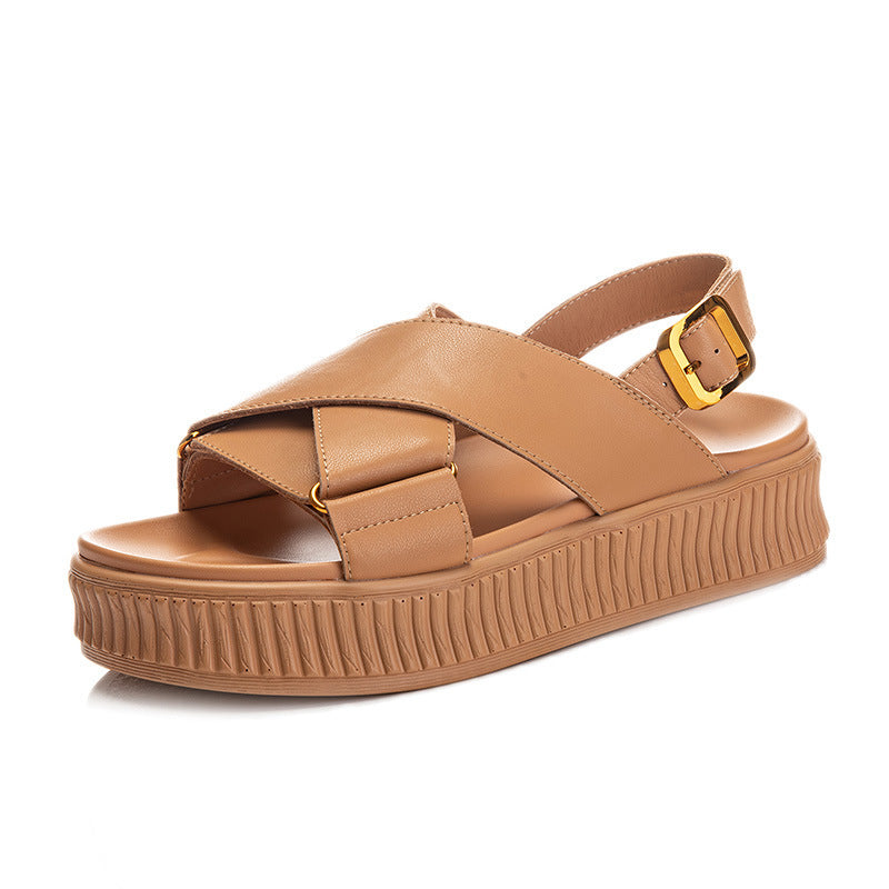 Women's New Platform Casual Flat Leather Sandals