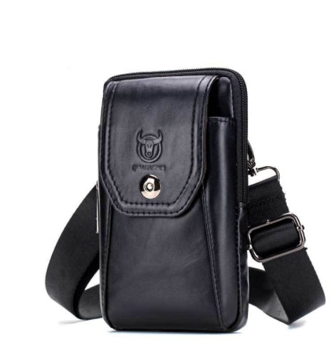 Men's Leather Shoulder Messenger Bag Wear Belt Mobile Phone