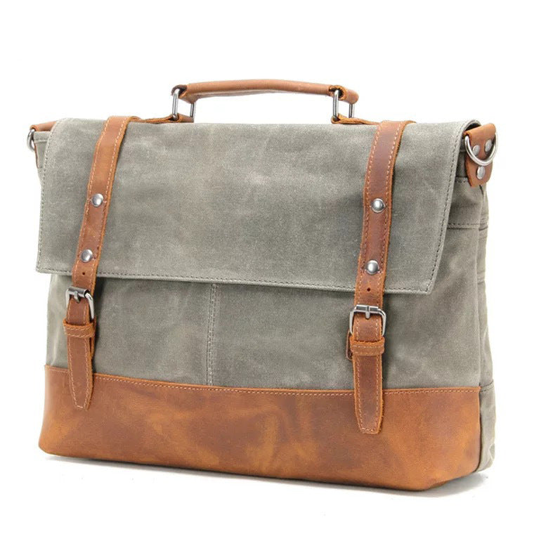 Bolso de hombro para hombre estilo retro de lona desbordante