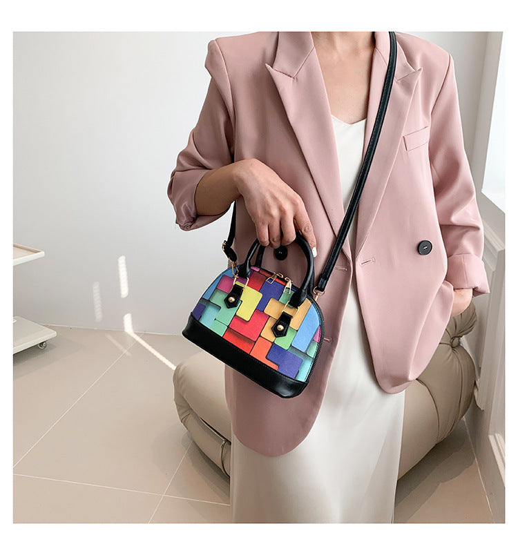 Trendy High-quality Contrast-colored Stitching Shell Bag